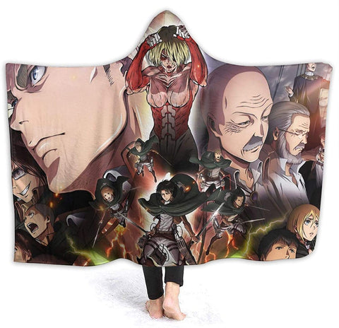 Image of Anime Attack on Titan Hooded Blanket - Fleece Flannel Warm Throw Blanket
