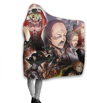 Anime Attack on Titan Hooded Blanket - Fleece Flannel Warm Throw Blanket