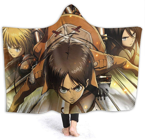 Image of Attack On Titan Fleece Flannel Warm Throw Winter Hooded Blanket