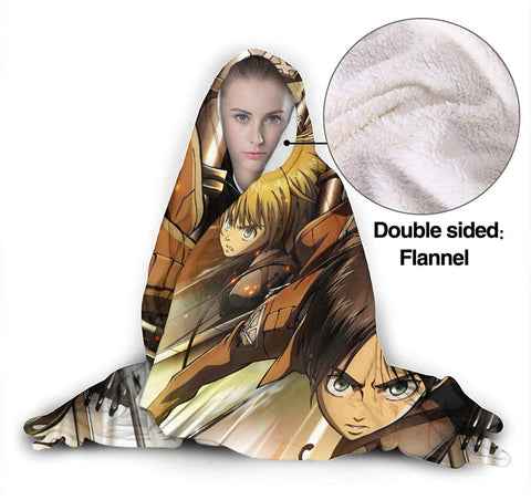 Image of Attack On Titan Fleece Flannel Warm Throw Winter Hooded Blanket