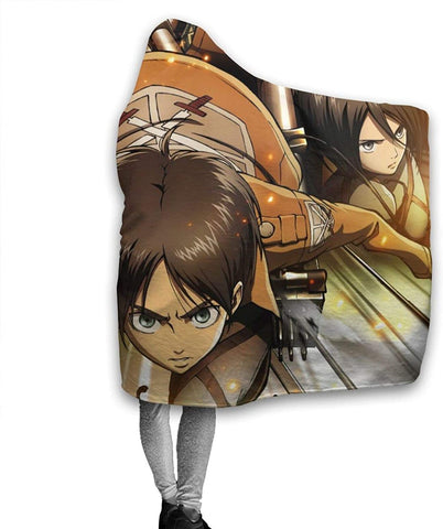 Image of Attack On Titan Fleece Flannel Warm Throw Winter Hooded Blanket