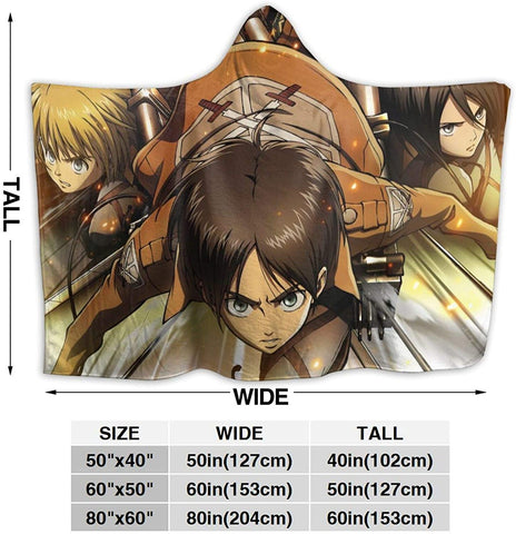 Image of Attack On Titan Fleece Flannel Warm Throw Winter Hooded Blanket