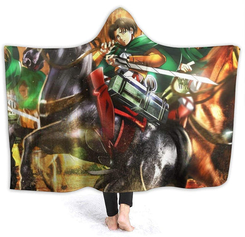 Image of Attack On Titan Fleece Flannel Warm Throw Winter Hooded Blanket