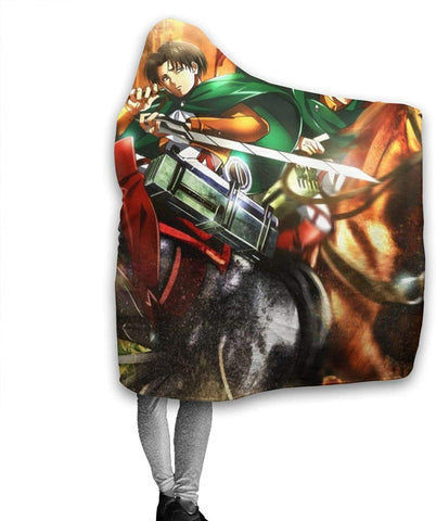 Image of Attack On Titan Fleece Flannel Warm Throw Winter Hooded Blanket