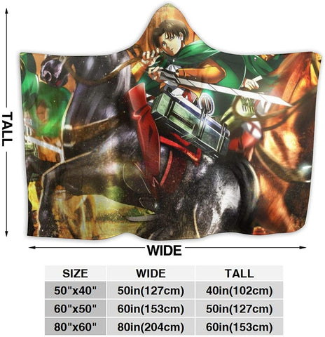 Image of Attack On Titan Fleece Flannel Warm Throw Winter Hooded Blanket