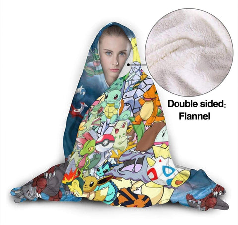 Image of Anime Pokemon Cloak Hooded Blankets - Anti-Pilling Fleece Throw Blankets