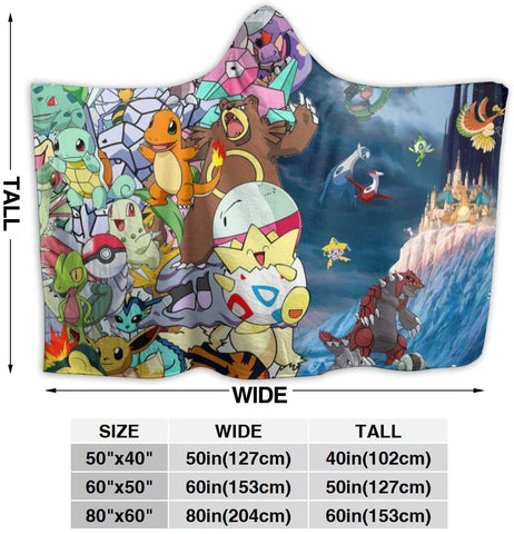 Image of Anime Pokemon Cloak Hooded Blankets - Anti-Pilling Fleece Throw Blankets