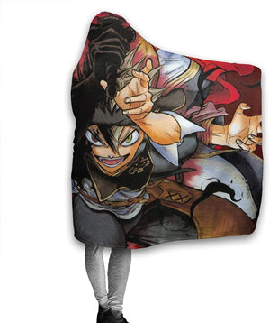 Anime Black Clover Fleece Flannel Hooded Travel Blankets