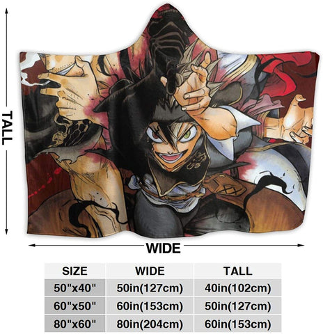 Image of Anime Black Clover Fleece Flannel Hooded Travel Blankets