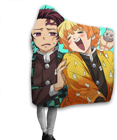 Image of Anime Demon Slayer Fleece Flannel Hooded Blankets