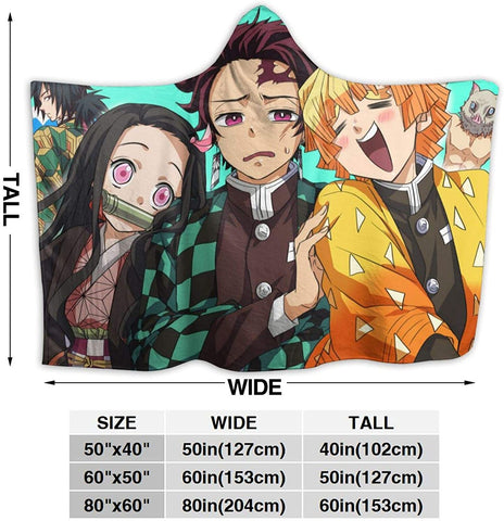 Image of Anime Demon Slayer Fleece Flannel Hooded Blankets