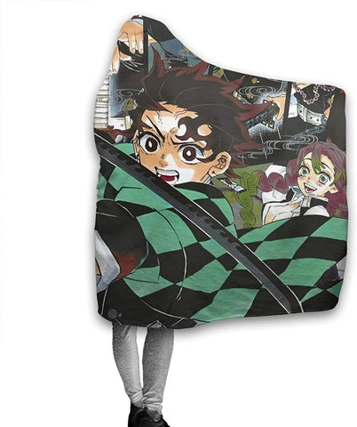 Image of Anime Demon Slayer Fleece Blanket - Flannel Hooded Blanket