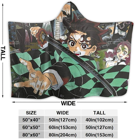 Image of Anime Demon Slayer Fleece Blanket - Flannel Hooded Blanket