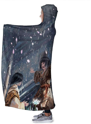 Anime Demon Slayer Fleece Flannel Hooded Blankets