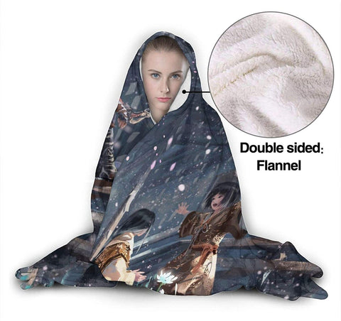 Image of Anime Demon Slayer Fleece Flannel Hooded Blankets
