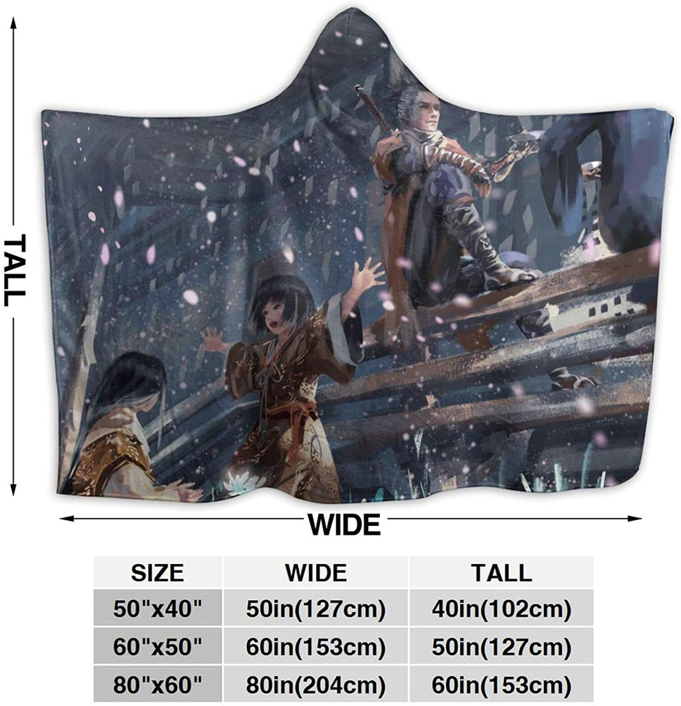Anime Demon Slayer Fleece Flannel Hooded Blankets