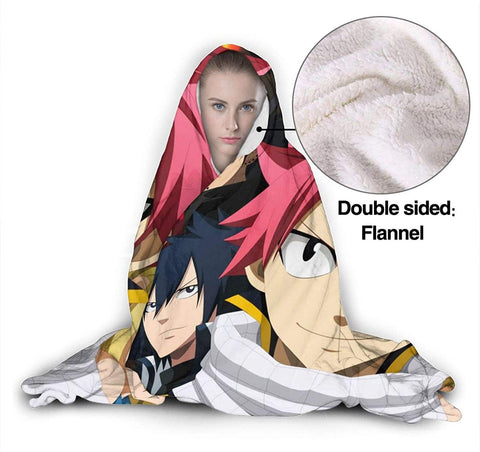 Image of Anime Fairy Tail Fleece Flannel Warm Hooded Blanket