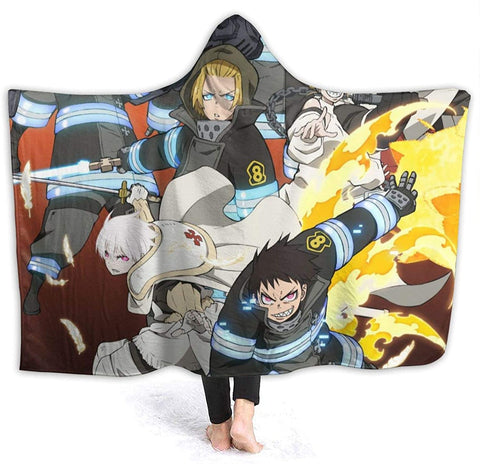 Image of Anime Fire Force Hooded Blanket -  Flannel Blanket