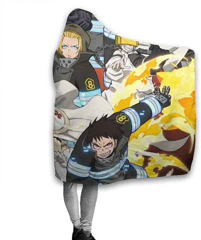 Image of Anime Fire Force Hooded Blanket -  Flannel Blanket