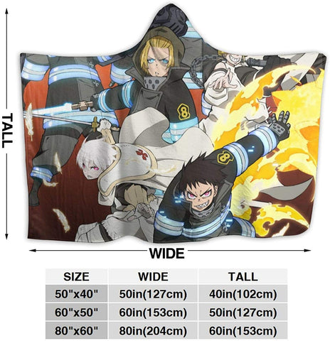 Image of Anime Fire Force Hooded Blanket -  Flannel Blanket