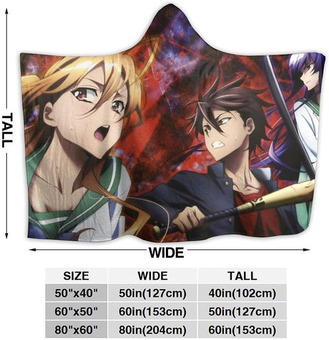 Image of Highschool of the Dead Flannel Blanket - Throw Warm Fleece Hooded Blanket