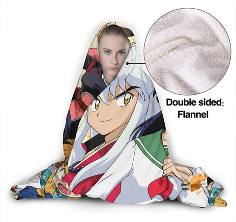 Image of Inuyasha Hooded Blanket - Anime Fleece Printed Flannel Blanket
