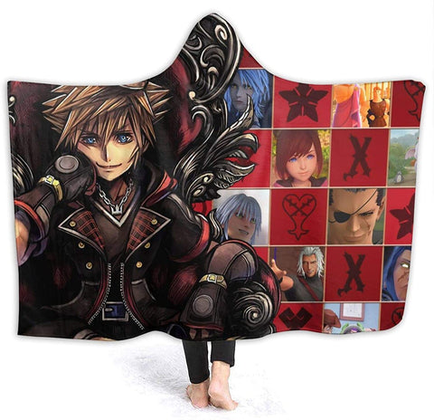 Image of Kingdom Hearts Flannel Hooded Blanket - Anime Blanket