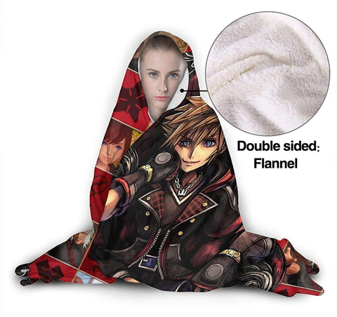 Image of Kingdom Hearts Flannel Hooded Blanket - Anime Blanket