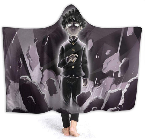 Image of Mob Psycho 100 Wrinkle-Resistant Hooded Blanket