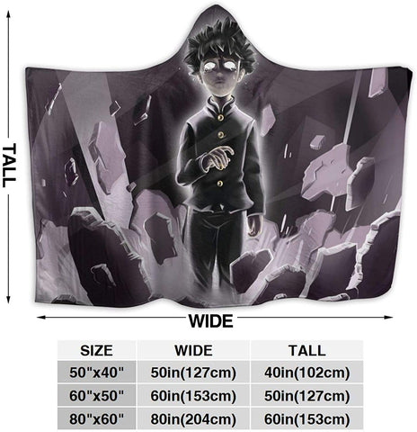 Image of Mob Psycho 100 Wrinkle-Resistant Hooded Blanket