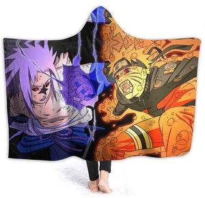 Anime Naruto Fleece Hooded Blanket Cloak - Flannel Throw Blanket