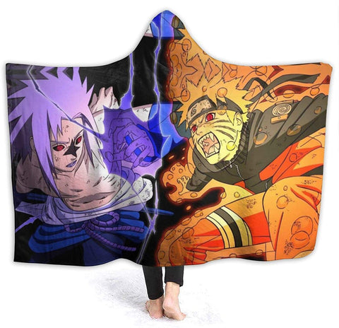 Image of Anime Naruto Fleece Hooded Blanket Cloak - Flannel Throw Blanket