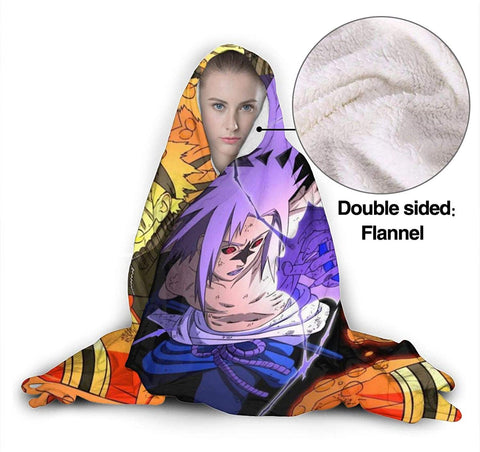 Image of Anime Naruto Fleece Hooded Blanket Cloak - Flannel Throw Blanket