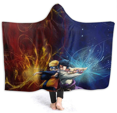 Image of Anime Naruto Fleece Cloak - Flannel Throw Hooded Blanket