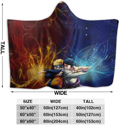 Image of Anime Naruto Fleece Cloak - Flannel Throw Hooded Blanket