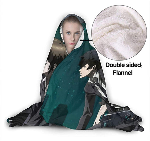 Image of Psycho-pass Fleece Flannel Hooded Blankets - Anime Travel Blankets