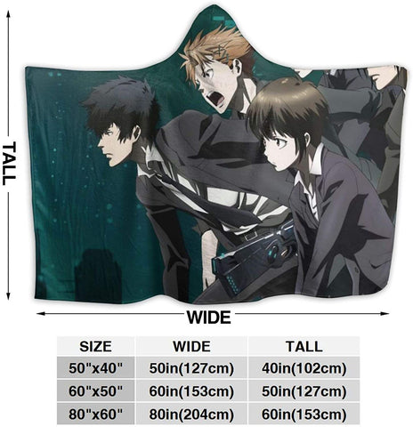 Image of Psycho-pass Fleece Flannel Hooded Blankets - Anime Travel Blankets