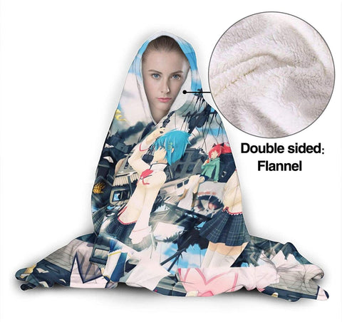 Image of Puella Magi Madoka Magica Printed Hooded Blanket - Anime Nap Throw Printed Blanket