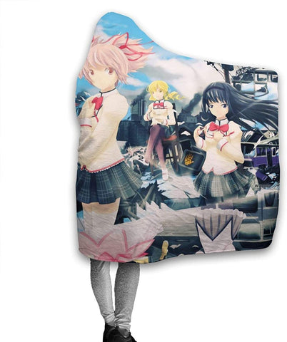 Image of Puella Magi Madoka Magica Printed Hooded Blanket - Anime Nap Throw Printed Blanket