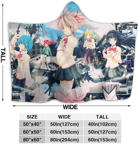 Image of Puella Magi Madoka Magica Printed Hooded Blanket - Anime Nap Throw Printed Blanket