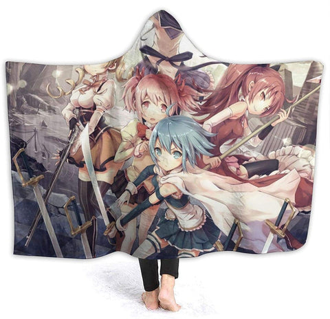 Image of Puella Magi Madoka Magica Blanket - Anime Nap Throw Printed Hooded Blanket