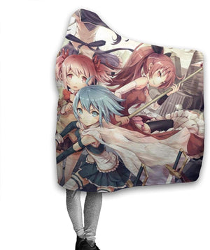 Puella Magi Madoka Magica Blanket - Anime Nap Throw Printed Hooded Blanket