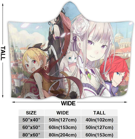 Image of Anime Re Zero Fleece Flannel Hooded Blanket