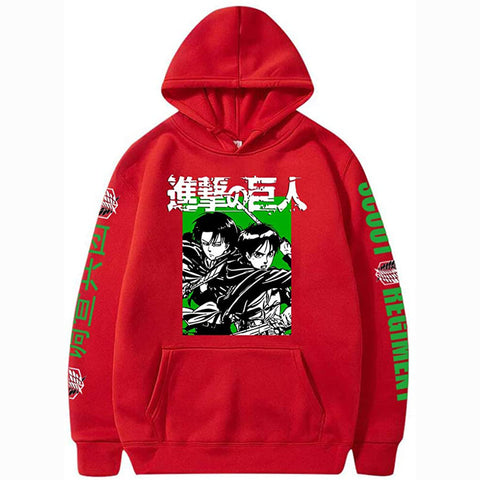 Image of Unisex Anime Attack on Titan Ackerman Levi Printed Cotton Cozy Hoodies Hooded Sweatshirts Pullovers Tops