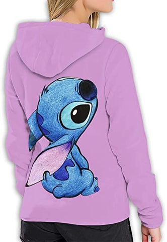 Image of Cartoon Loli & Stitch Hooded Sweatshirt Pullover Hoodies