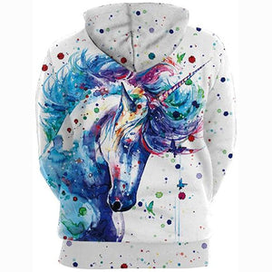 3D Print Realistic Unicorn Pullover Hoodie Hooded Sweatshirt