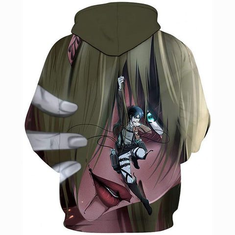 Image of Attack on Titan Hoodie 3D Print Manga Anime Pullover Hoodie Sweatshirt with Front Pocket