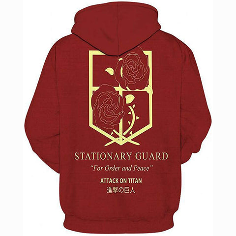 Image of Attack on Titan Hoodie 3D Print Manga Anime Pullover Hoodie Sweatshirt with Front Pocket