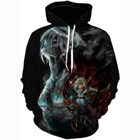 Image of Attack on Titan 3D Print Pullover Hoodie Sweatshirt with Pocket