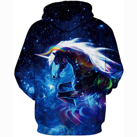 Image of 3D Print Realistic Galaxy Unicorn Pullover Hoodie Hooded Sweatshirt